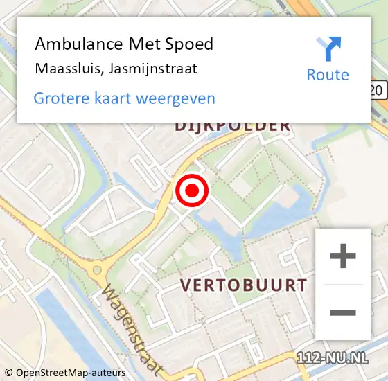 Locatie op kaart van de 112 melding: Ambulance Met Spoed Naar Maassluis, Jasmijnstraat op 17 december 2024 12:16