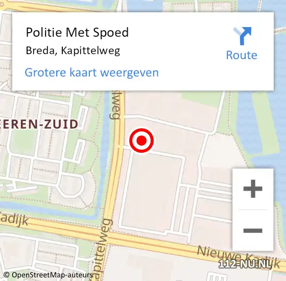 Locatie op kaart van de 112 melding: Politie Met Spoed Naar Breda, Kapittelweg op 17 december 2024 12:23