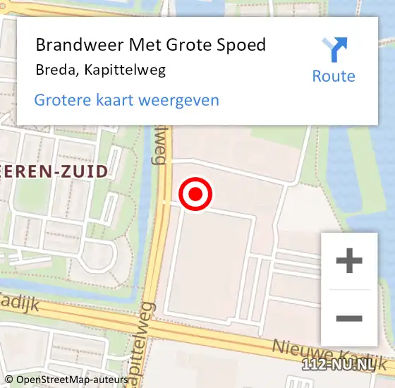 Locatie op kaart van de 112 melding: Brandweer Met Grote Spoed Naar Breda, Kapittelweg op 17 december 2024 12:23