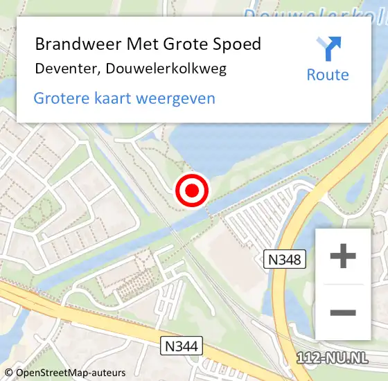 Locatie op kaart van de 112 melding: Brandweer Met Grote Spoed Naar Deventer, Douwelerkolkweg op 17 december 2024 12:40