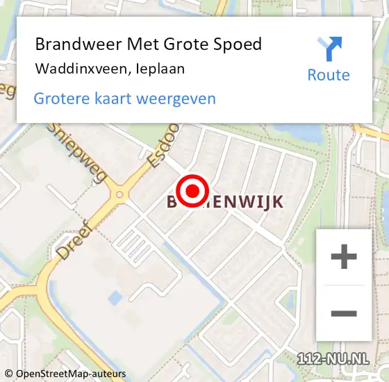 Locatie op kaart van de 112 melding: Brandweer Met Grote Spoed Naar Waddinxveen, Ieplaan op 30 oktober 2014 17:08