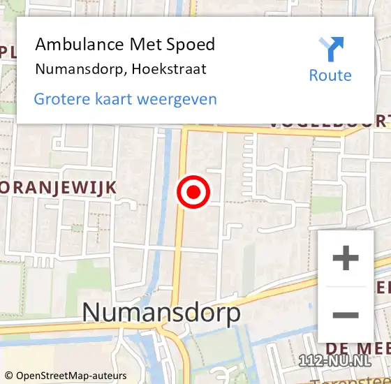 Locatie op kaart van de 112 melding: Ambulance Met Spoed Naar Numansdorp, Hoekstraat op 17 december 2024 12:56