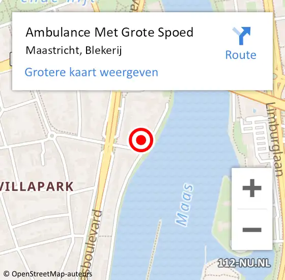 Locatie op kaart van de 112 melding: Ambulance Met Grote Spoed Naar Maastricht, Blekerij op 19 oktober 2013 11:08