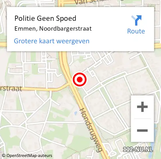 Locatie op kaart van de 112 melding: Politie Geen Spoed Naar Emmen, Noordbargerstraat op 17 december 2024 13:35