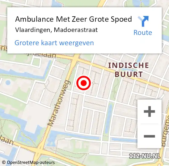 Locatie op kaart van de 112 melding: Ambulance Met Zeer Grote Spoed Naar Vlaardingen, Madoerastraat op 17 december 2024 13:46