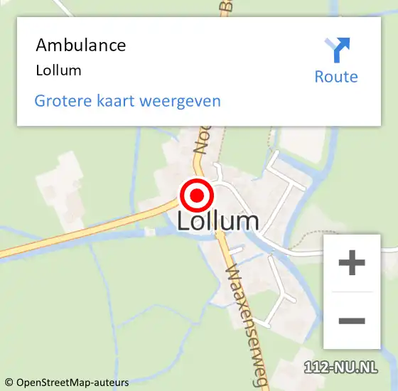 Locatie op kaart van de 112 melding: Ambulance Lollum op 17 december 2024 13:58