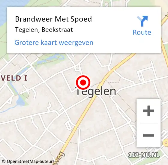 Locatie op kaart van de 112 melding: Brandweer Met Spoed Naar Tegelen, Beekstraat op 17 december 2024 14:14