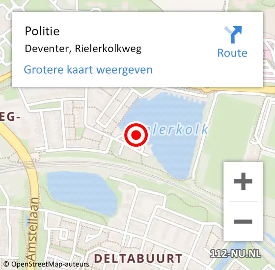 Locatie op kaart van de 112 melding: Politie Deventer, Rielerkolkweg op 17 december 2024 14:16