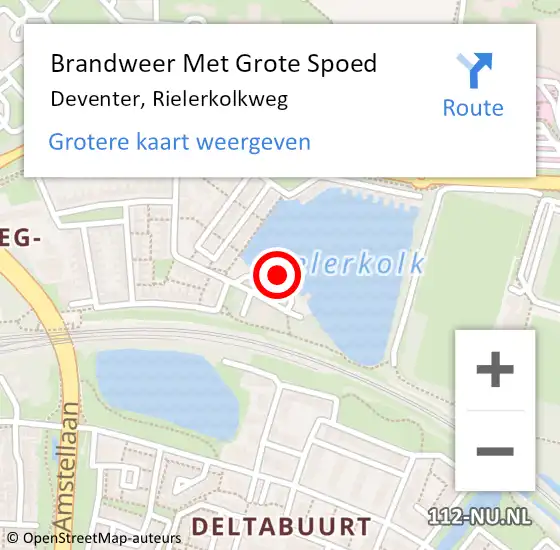 Locatie op kaart van de 112 melding: Brandweer Met Grote Spoed Naar Deventer, Rielerkolkweg op 17 december 2024 14:16