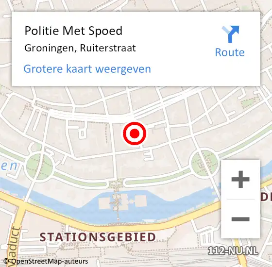 Locatie op kaart van de 112 melding: Politie Met Spoed Naar Groningen, Ruiterstraat op 17 december 2024 14:22