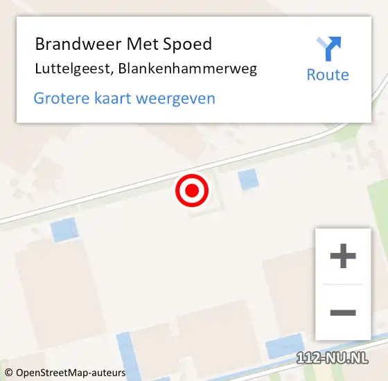 Locatie op kaart van de 112 melding: Brandweer Met Spoed Naar Luttelgeest, Blankenhammerweg op 17 december 2024 14:57