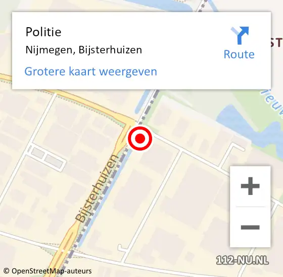 Locatie op kaart van de 112 melding: Politie Nijmegen, Bijsterhuizen op 17 december 2024 15:58