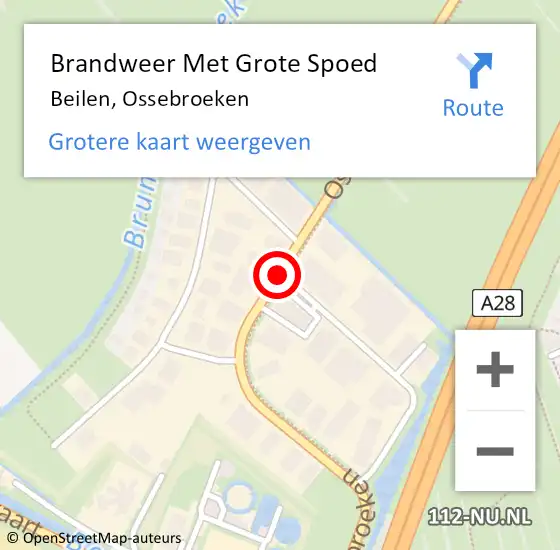 Locatie op kaart van de 112 melding: Brandweer Met Grote Spoed Naar Beilen, Ossebroeken op 30 oktober 2014 17:33