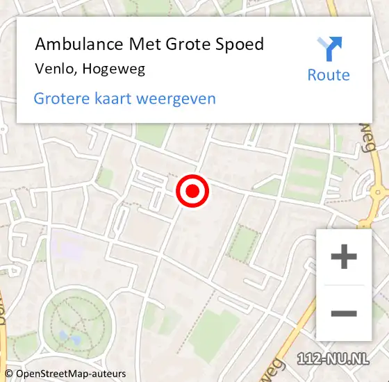 Locatie op kaart van de 112 melding: Ambulance Met Grote Spoed Naar Venlo, Hogeweg op 30 oktober 2014 17:33