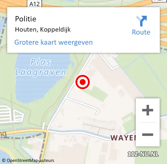 Locatie op kaart van de 112 melding: Politie Houten, Koppeldijk op 17 december 2024 16:24