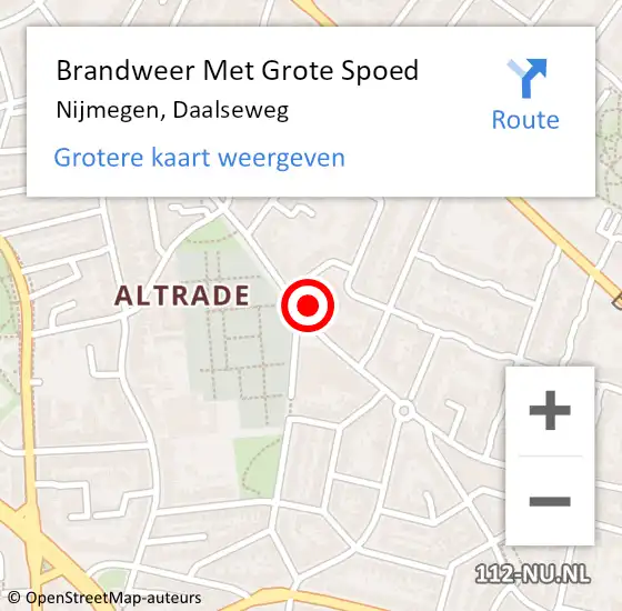 Locatie op kaart van de 112 melding: Brandweer Met Grote Spoed Naar Nijmegen, Daalseweg op 17 december 2024 16:27