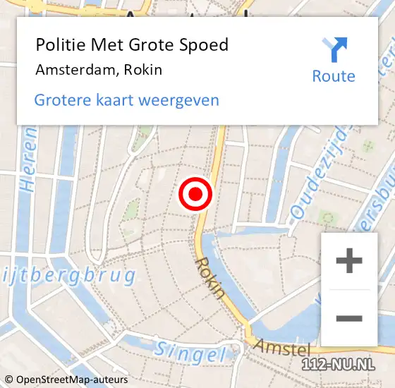 Locatie op kaart van de 112 melding: Politie Met Grote Spoed Naar Amsterdam, Rokin op 17 december 2024 16:40