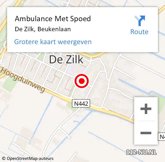 Locatie op kaart van de 112 melding: Ambulance Met Spoed Naar De Zilk, Beukenlaan op 17 december 2024 16:47