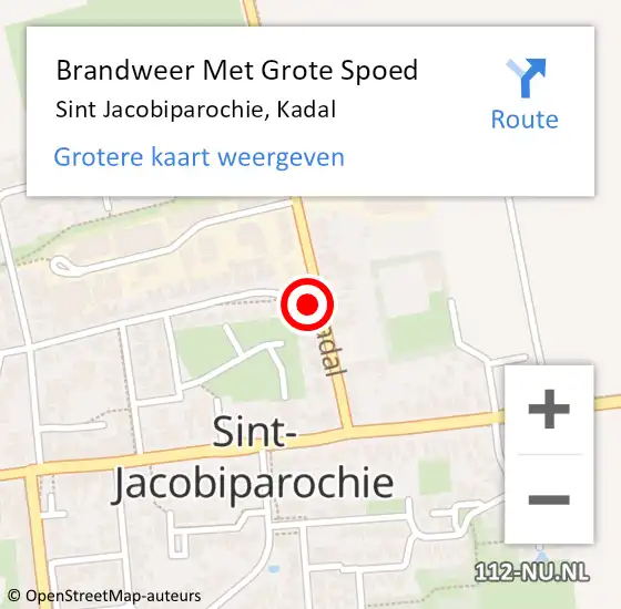 Locatie op kaart van de 112 melding: Brandweer Met Grote Spoed Naar Sint Jacobiparochie, Kadal op 17 december 2024 17:09