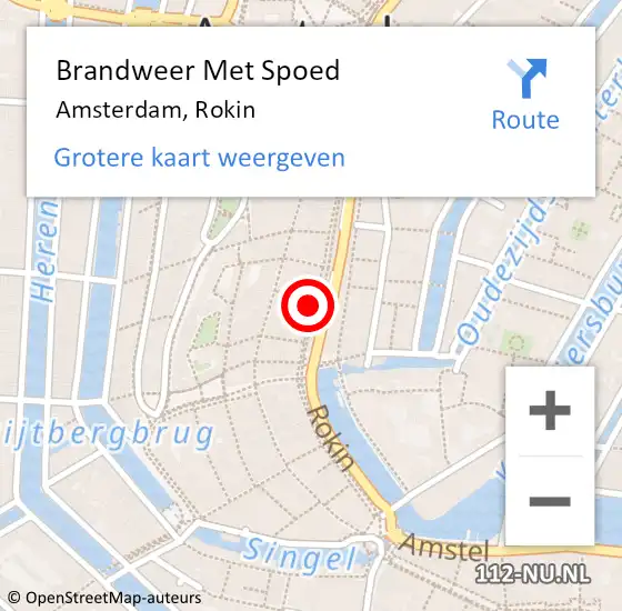 Locatie op kaart van de 112 melding: Brandweer Met Spoed Naar Amsterdam, Rokin op 17 december 2024 17:12