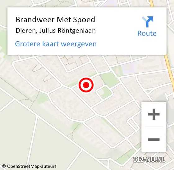 Locatie op kaart van de 112 melding: Brandweer Met Spoed Naar Dieren, Julius Röntgenlaan op 17 december 2024 17:12