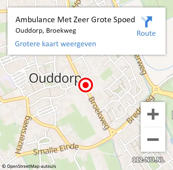 Locatie op kaart van de 112 melding: Ambulance Met Zeer Grote Spoed Naar Ouddorp, Broekweg op 17 december 2024 17:19