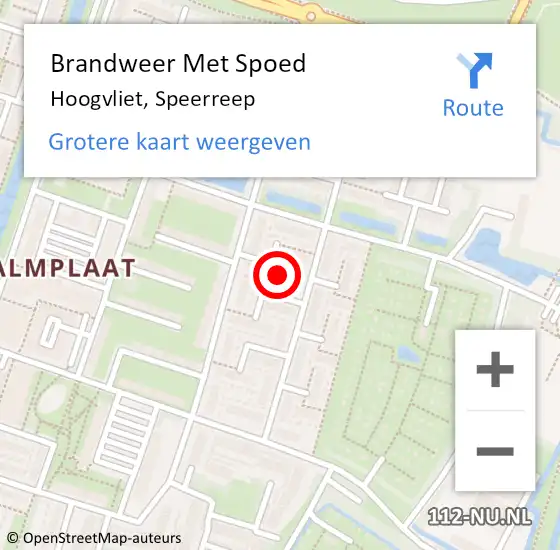 Locatie op kaart van de 112 melding: Brandweer Met Spoed Naar Hoogvliet, Speerreep op 17 december 2024 17:21