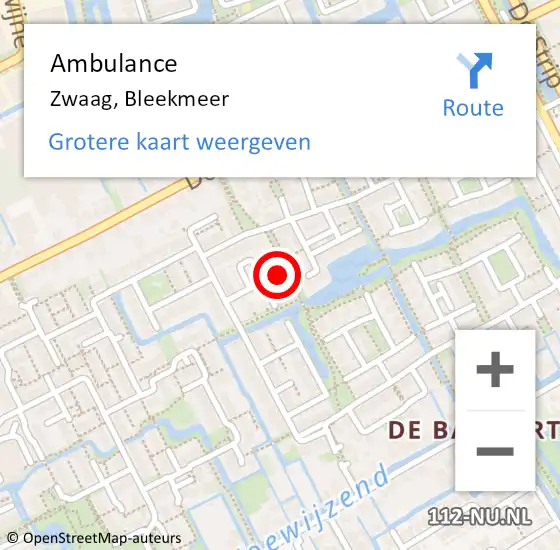 Locatie op kaart van de 112 melding: Ambulance Zwaag, Bleekmeer op 17 december 2024 17:22