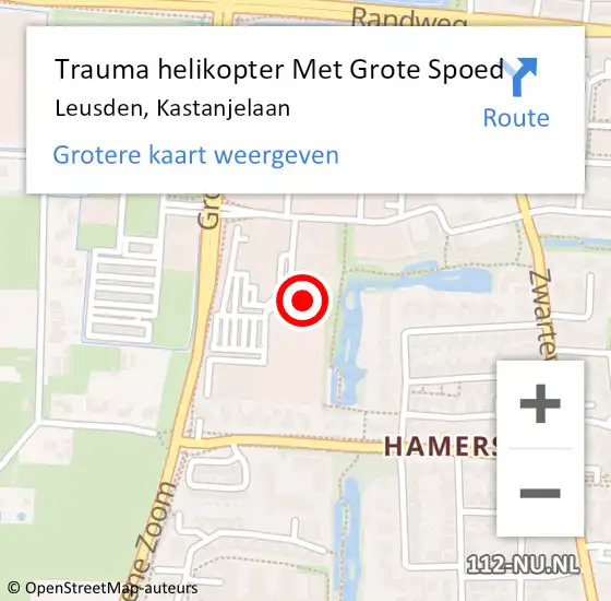 Locatie op kaart van de 112 melding: Trauma helikopter Met Grote Spoed Naar Leusden, Kastanjelaan op 17 december 2024 17:24