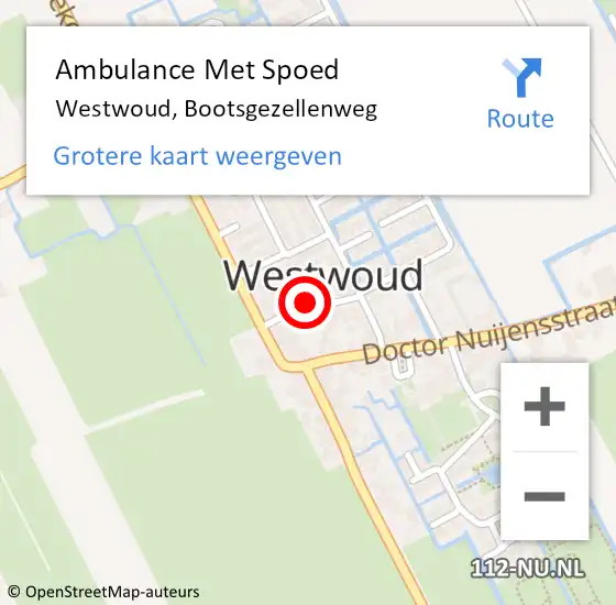 Locatie op kaart van de 112 melding: Ambulance Met Spoed Naar Westwoud, Bootsgezellenweg op 17 december 2024 17:48