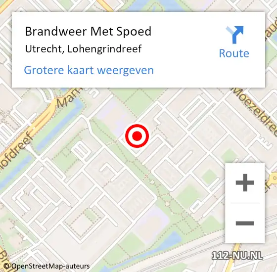 Locatie op kaart van de 112 melding: Brandweer Met Spoed Naar Utrecht, Lohengrindreef op 17 december 2024 18:01