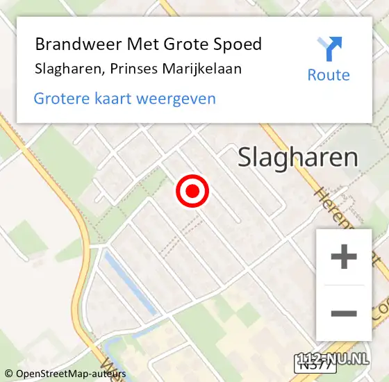 Locatie op kaart van de 112 melding: Brandweer Met Grote Spoed Naar Slagharen, Prinses Marijkelaan op 17 december 2024 18:02