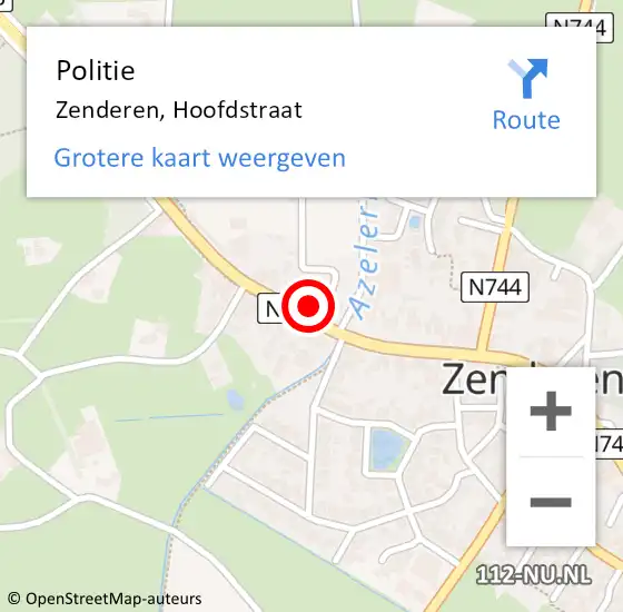 Locatie op kaart van de 112 melding: Politie Zenderen, Hoofdstraat op 17 december 2024 18:14