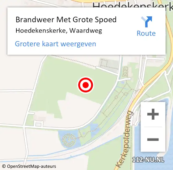 Locatie op kaart van de 112 melding: Brandweer Met Grote Spoed Naar Hoedekenskerke, Waardweg op 17 december 2024 18:16