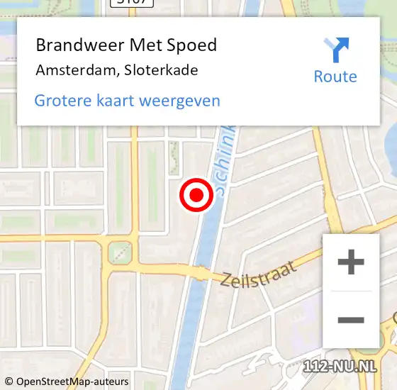 Locatie op kaart van de 112 melding: Brandweer Met Spoed Naar Amsterdam, Sloterkade op 17 december 2024 18:33