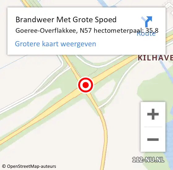 Locatie op kaart van de 112 melding: Brandweer Met Grote Spoed Naar Goeree-Overflakkee, N57 hectometerpaal: 35,8 op 17 december 2024 18:36