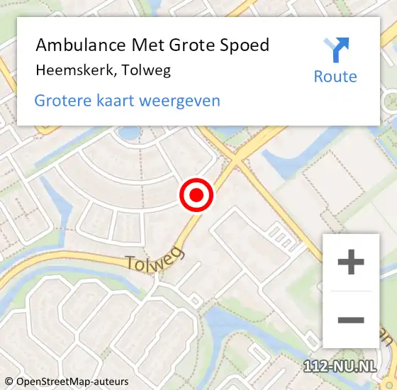 Locatie op kaart van de 112 melding: Ambulance Met Grote Spoed Naar Heemskerk, Tolweg op 17 december 2024 18:47