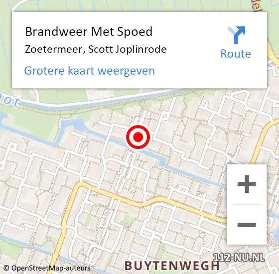 Locatie op kaart van de 112 melding: Brandweer Met Spoed Naar Zoetermeer, Scott Joplinrode op 17 december 2024 18:50