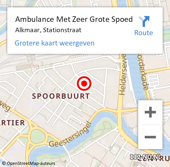 Locatie op kaart van de 112 melding: Ambulance Met Zeer Grote Spoed Naar Alkmaar, Stationstraat op 17 december 2024 19:16