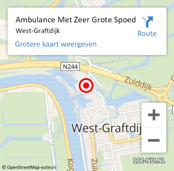 Locatie op kaart van de 112 melding: Ambulance Met Zeer Grote Spoed Naar West-Graftdijk op 17 december 2024 19:21