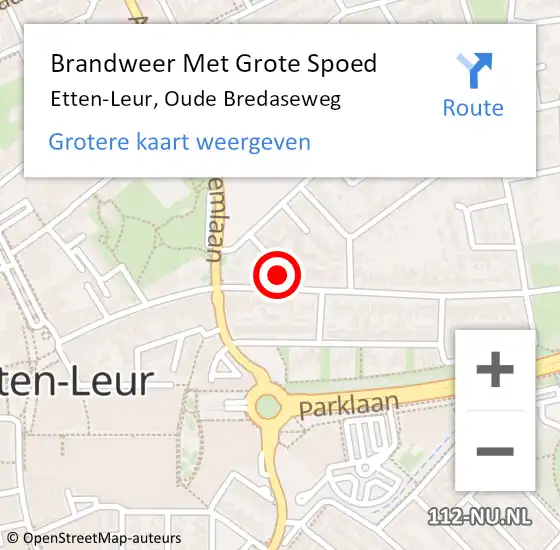 Locatie op kaart van de 112 melding: Brandweer Met Grote Spoed Naar Etten-Leur, Oude Bredaseweg op 17 december 2024 19:22