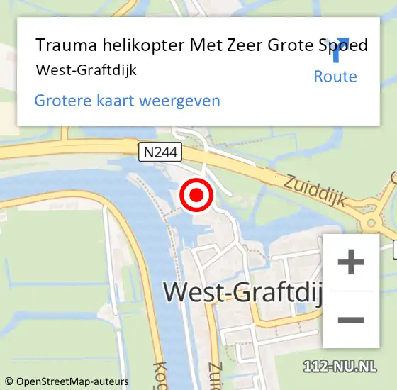 Locatie op kaart van de 112 melding: Trauma helikopter Met Zeer Grote Spoed Naar West-Graftdijk op 17 december 2024 19:25