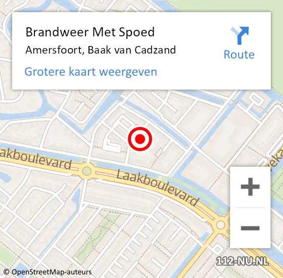 Locatie op kaart van de 112 melding: Brandweer Met Spoed Naar Amersfoort, Baak van Cadzand op 17 december 2024 19:33