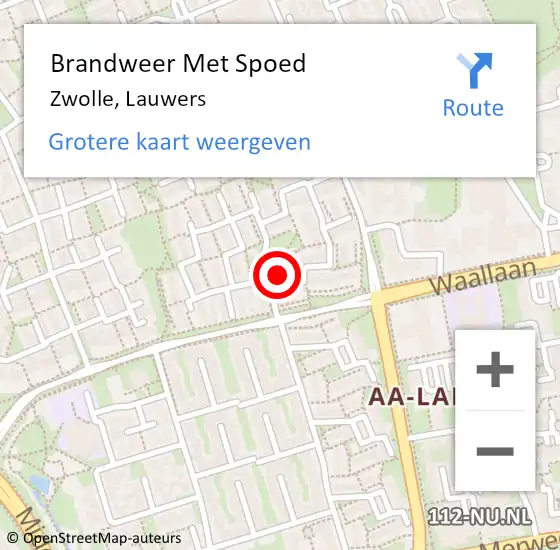 Locatie op kaart van de 112 melding: Brandweer Met Spoed Naar Zwolle, Lauwers op 17 december 2024 19:39