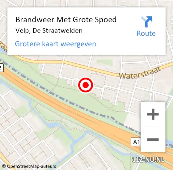 Locatie op kaart van de 112 melding: Brandweer Met Grote Spoed Naar Velp, De Straatweiden op 17 december 2024 19:40