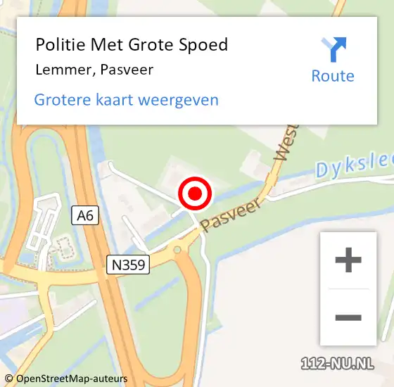 Locatie op kaart van de 112 melding: Politie Met Grote Spoed Naar Lemmer, Pasveer op 17 december 2024 19:45