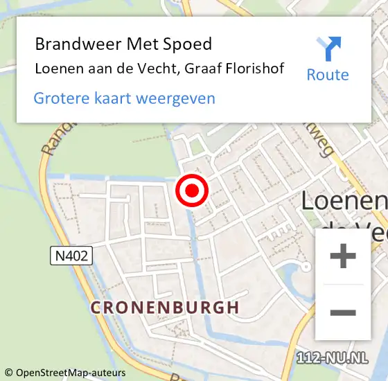 Locatie op kaart van de 112 melding: Brandweer Met Spoed Naar Loenen aan de Vecht, Graaf Florishof op 30 oktober 2014 18:01