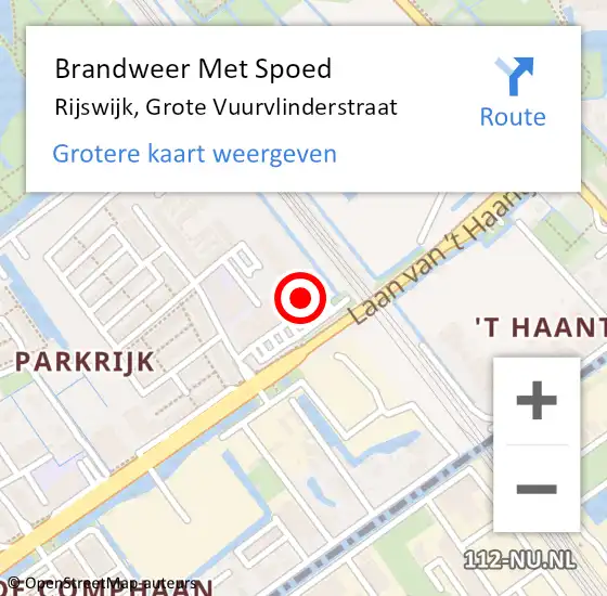 Locatie op kaart van de 112 melding: Brandweer Met Spoed Naar Rijswijk, Grote Vuurvlinderstraat op 17 december 2024 20:18