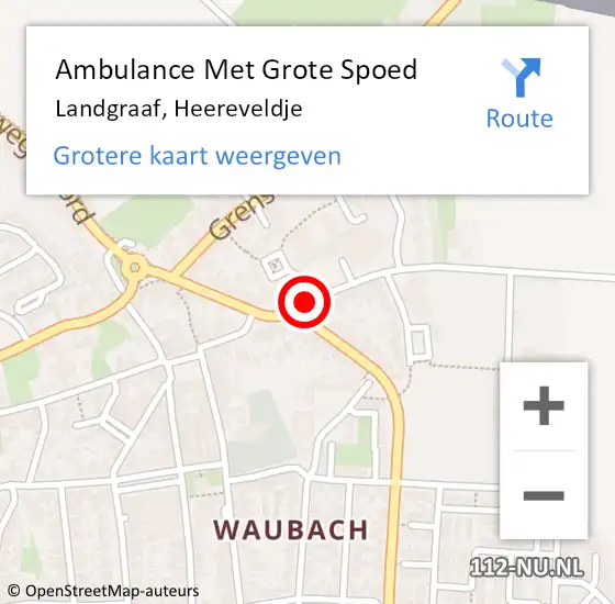 Locatie op kaart van de 112 melding: Ambulance Met Grote Spoed Naar Landgraaf, Heereveldje op 30 oktober 2014 18:04