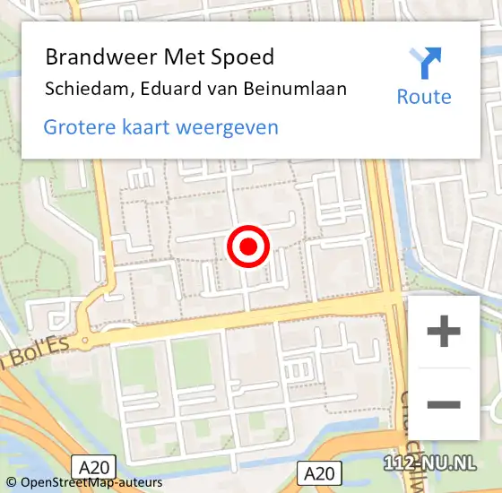 Locatie op kaart van de 112 melding: Brandweer Met Spoed Naar Schiedam, Eduard van Beinumlaan op 17 december 2024 20:52